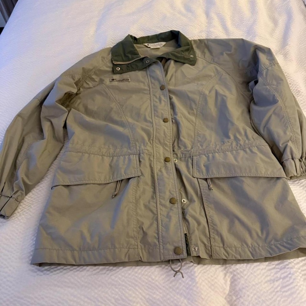 Vintage Columbia Utility Windbreaker Mid-Length Parka M Dark Sage Green/Khaki